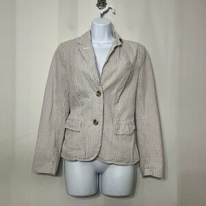 Gap Blazer Seersucker Stripe Academic‎ Preppy Nautical Coastal Women's 6